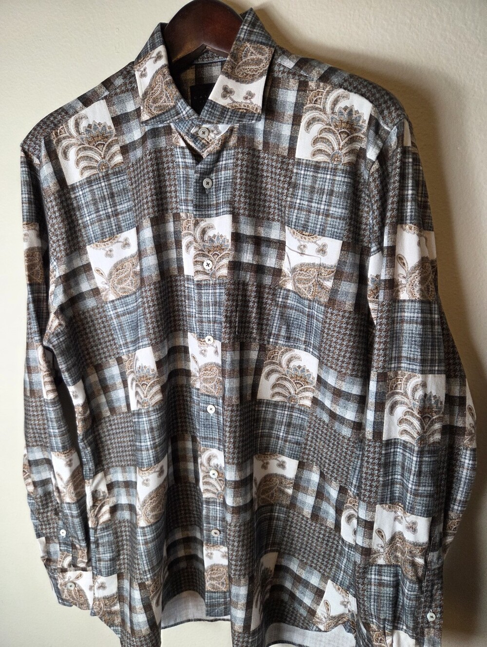 Calder Carmel Button Shirt Large Abstract Multicolor Flannel Limited Edition